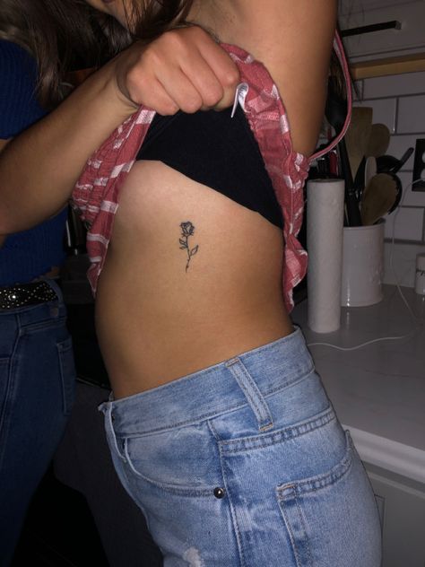 Rose Tattoo On Ribs, Rose Underboob Tattoo, Dainty Rose Tattoo, Tattoo On Ribs, Pinterest Tattoos, Single Rose Tattoos, Enough Tattoo, Underboob Tattoo Designs, Fall Acrylic