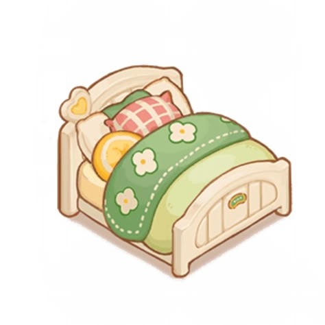 Cute Isometric Art, Bed Illustration Art, Bed Clipart, Bed Illustration, Bed Cartoon, Chibi Icon, Idle Game, Props Concept, 2d Game Art