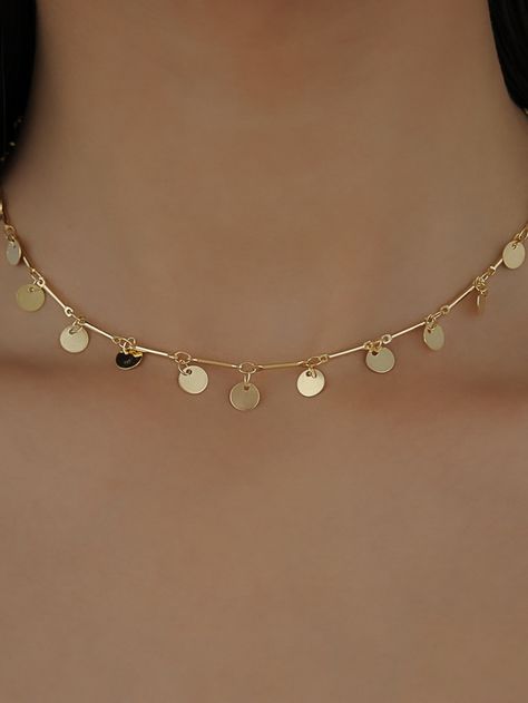 Elegant Gold Plated Clavicle Chain Choker, Trendy Gold Plated Clavicle Chain Choker, Trendy Metal Gold Chain Choker, Gold Metal Dangle Choker, Celestial Gold Choker Necklace, Choker