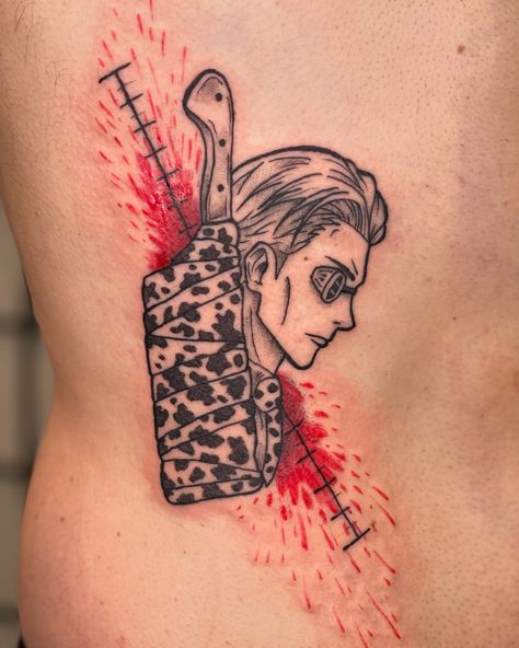 ⛓️⛓️‍💥 Nanami Kento⛓️‍💥⛓️ Never got to post this tattoo.. THANK YOU to @sithshinobicos_djweebalicious for making this such a memorable experience. No one has laughed getting a rib tattoo ever 😃 I always appreciate you getting a tattoo for me until we MORE! • • #cosplayjjk #jjkcosplay #animetattoos #nanamikento #nanamicosplay #tattooanime #tattooanimes #tattooreels #cosplayreels #cosplayreel #jjkmemes #jjktattoo #tattoomanga Nanami Kento Tattoo, Nanami Tattoo, Nanami Kento, Getting A Tattoo, Like A Rock, Rib Tattoo, Anime Tattoos, Appreciate You, Get A Tattoo