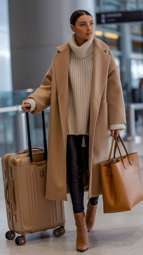 Stay warm and chic with these winter airport outfits. These airport fits are designed for cold weather, ensuring you travel in comfort and style. Perfect for women who love fashion. #airportoutfitswinter #winterfashion #airportoutfitcomfy Airport Outfit Winter, Mode Ab 50, Winter Outfit Ideas For Women, Winter Outfits Ideas, Looks Jeans, Endless Fashion, Elegant Evening Wear, Airport Outfits, Winter Fashion Outfits Casual