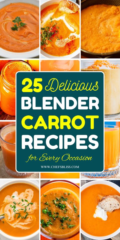 Carrots are not only nutritious but also incredibly versatile, making them a perfect ingredient for blender-friendly recipes. Whether you're whipping up smoothies, soups, sauces, or even baked goods, a blender can help you create delicious and effortless carrot-based dishes. In this collection of 25+ blender carrot recipes, you’ll discover easy and flavorful ways to incorporate this vibrant vegetable into your meals. Carrot Pudding, Carrot Recipes, Blender Recipes, Delicious Meals, Baked Goods, Soups, Carrots, Sauce, Yummy Food