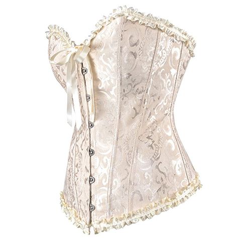 frawirshau Women's Lace Up Boned Overbust Corset Bustier Bodyshaper Top at Amazon Women’s Clothing store: Txt Concert, Lace Bustier Top, Bustier Lingerie, Concert Fit, Plus Size Corset, Floral Corset, Corset Bustier, Overbust Corset, Victorian Lace