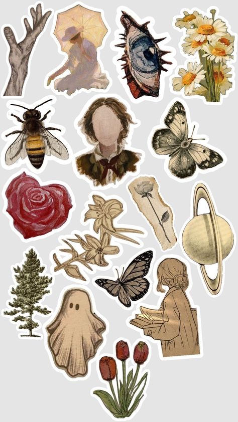 Vintage Sticker Sheet, Vintage Stickers For Journal, Stikers Aesthetic Vintage, Scrapbook Vintage Stickers, Scrapbook Design Ideas Aesthetic, Journal Stickers Aesthetic Vintage, Sticker Sheets Vintage, Recortes Aesthetic, Vintage Stickers Aesthetic