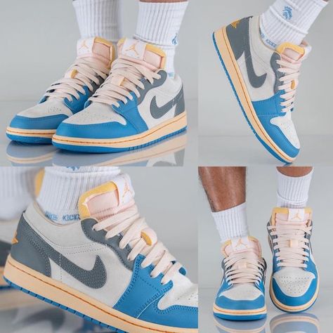 J1 Low, Air Jordan 1 Low Unc, Jordan 1 Low Unc, Sb Shoes, Nike Sb Shoes, Shoes Design, Cute Nike Shoes, Cute Nikes, Air Jordan 1 Low