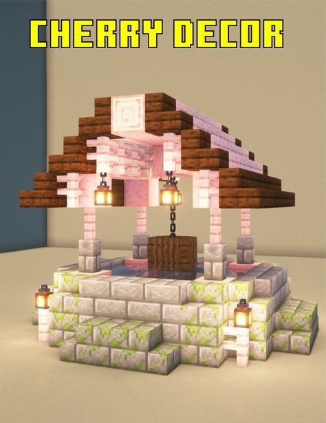 Cherry Blossom Buildings Minecraft, Cheryl Blossom Minecraft House, Cherry Blossom Interior, Minecraft Backyard, Minecraft House Ideas Blueprints, Cherry Blossom Village, Minecraft Bakery, Minecraft Reference, Village In Minecraft