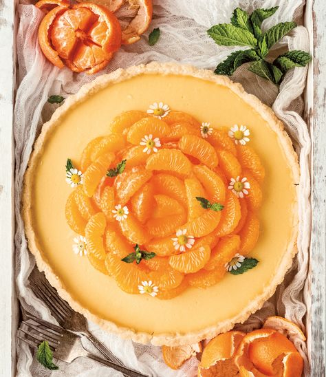 Panna Cotta Aesthetic, Corey Matthews, Tangerine Tart, Orange Tart Recipe, Orange Sweets, Panna Cotta Tart, Mandarin Orange Cake, Orange Pie, Citrus Tart