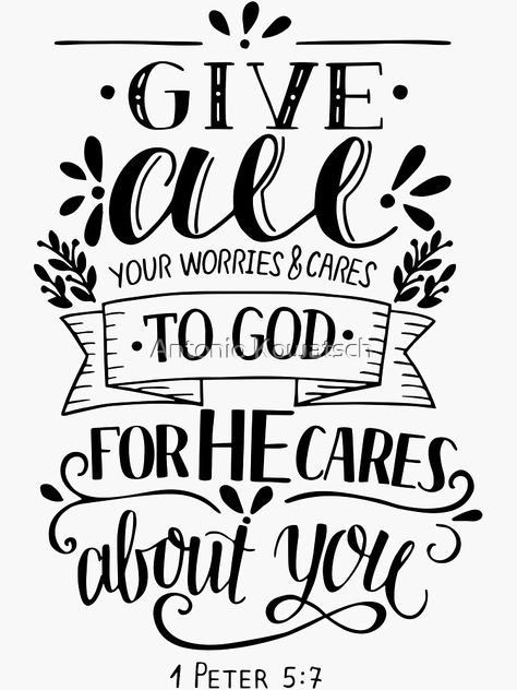 Give All Your Worries To God, Bible Verses Calligraphy, Bible Verse Drawings Ideas, Calligraphy Bible Verses, Bible Verse Lettering, Bible Diary, Card Lettering, Bible Verse Calligraphy, Bible Drawings