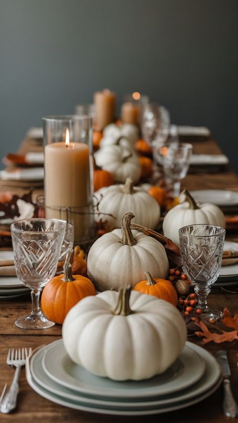 Create a cozy and inviting atmosphere with our fall table settings inspiration Explore autumn rustic and elegant wedding decor ideas for your upcoming event From round table settings to dollar tree crafts elevate your autumn dinner and dining room with beautiful and casual touches Autumn Dining Room, Round Table Settings, Modern Fall Decor Ideas, Natural Fall Decor, Fall Dining Room, Modern Thanksgiving, Modern Fall Decor, Unique Table Settings, Autumn Dining