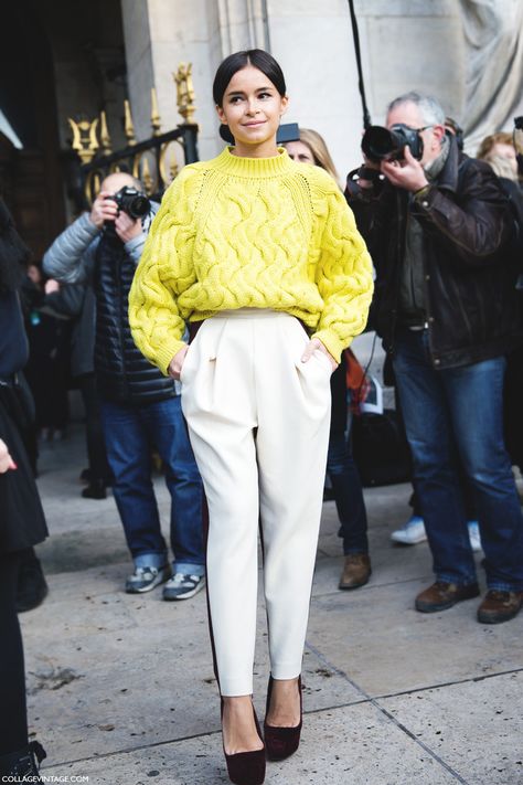 Miroslava Duma Petite Celebrities, Mira Duma, Side Stripe Trousers, Bright Sweater, Emmanuelle Alt, Miroslava Duma, Flattering Pants, Giovanna Battaglia, Trendy Pants