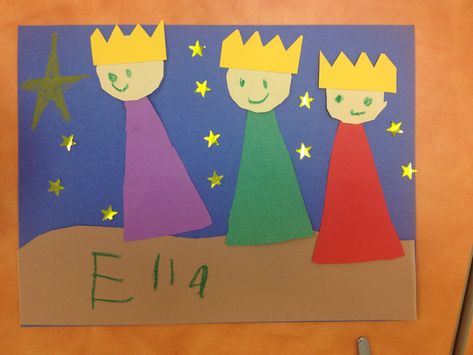 Three Wise Men craft, Kindergarten, Sunday School Three Wise Men Craft, Wise Men Craft, Kindergarten Sunday School, Craft Kindergarten, Story Bible, Christmas Sunday School, Class Crafts, Christmas Sunday, Jesus Crafts