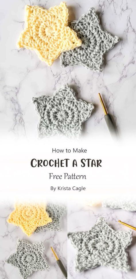 A quick and easy crochet star pattern that works up quickly and can be used for so many things. Make them small for decorating with, or bigger for giant versions to be used as a wreath or garland. Easy Crochet Star, Crochet A Star, Crochet Star Pattern, Crochet Star Patterns, Crochet Garland, Crochet Star, Star Garland, Crochet Stars, Pattern Ideas