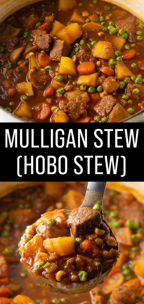 Mulligan Stew Recipe, Dutch Oven Meals, Dutch Oven Soup Recipes, Summer Stew, Beef Stew Recipe Oven, Hobo Stew, Mulligan Stew, Easy Dutch Oven Recipes, Dutch Oven Soup