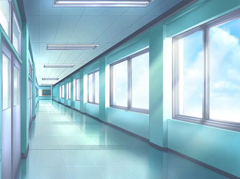 Anime Hospital, Manga School, Episode Interactive Backgrounds, Anime Places, Anime High School, School Hallways, Episode Backgrounds, Building Drawing, Scenery Background