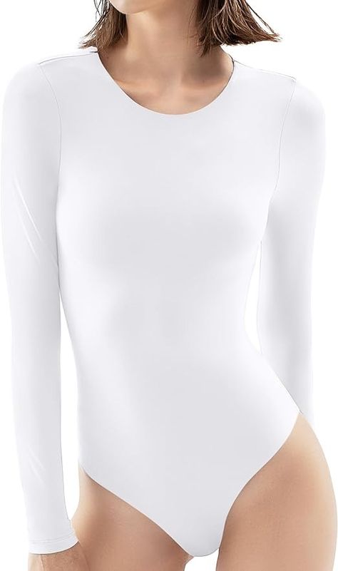 Amazon.com: PUMIEY Long Sleeve Bodysuit For Women Sexy Crew Neck Tops Body Suits Womens Fashion Shirt Bodysuits Splashed White Large : Clothing, Shoes & Jewelry White Body Suit, Body Suits, Shirts Women Fashion, Crew Neck Top, Body Suit, Long Sleeve Bodysuit, Second Skin, White Long Sleeve, Shopping List