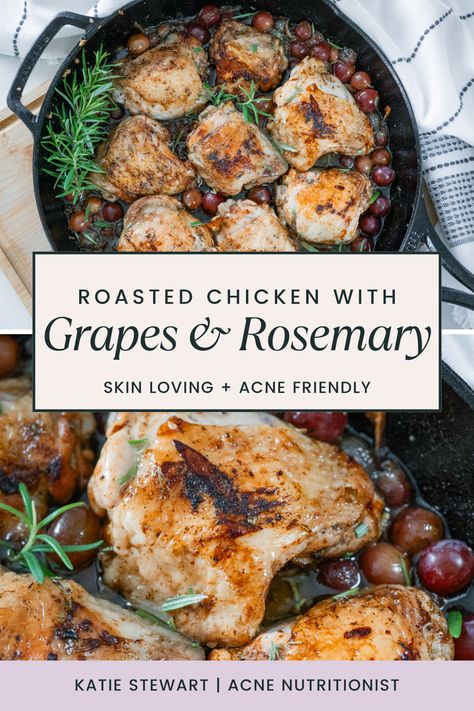 Roasted Chicken with Grapes and Rosemary Chicken With Grapes, Rosemary Recipes, Balsamic Vinegar Chicken, Private Dinner, Xmas Dinner, Healthier Food, Rosemary Sprigs, Fruit Salad Recipes, Fresh Rosemary