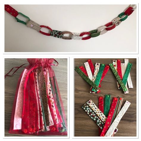 Christmas Decoration For Kids, Christmas Paper Chains, Fabric Christmas Decorations, Christmas Fabric Crafts, Retro Christmas Decorations, Christmas Decorations For Kids, Paper Chains, Fabric Christmas Ornaments, Christmas Advent Calendar