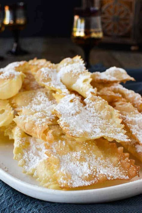 Crostoli are a crispy fried Italian pastry that is popular during Carnevale and many other celebrations. Try stopping at just one - impossible! #crostoli #angelwings #Italianfritters #easter #christmasrecipes #lent #Italiancookie #italianrecipes Crostoli Recipe, Italian Christmas Cookies, Italian Cookie Recipes, Italian Recipes Dessert, Italian Pastries, Italian Pastry, Double Boiler, Italian Cookies, Sweet Pastries