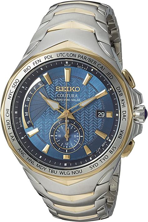 Amazon.com: Seiko Men's SSG020 COUTURA Analog Display Japanese Quartz Two Tone Watch : Clothing, Shoes & Jewelry Seiko Dress Watch, Seiko Coutura, Seiko Solar, Solar Watch, Seiko Men, Grand Seiko, Silver Pocket Watch, Titanium Watches, Big Watches