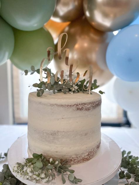 Natural Green Baby Shower Ideas, Olive Green Baby Shower Cake, Eucalyptus Baby Shower Cake, Olive Baby Shower Ideas, Baby Shower Eucalyptus Theme, Olive Green Baby Shower Ideas, Eucalyptus Baby Shower Ideas, Sage Green Baby Shower Cake, Botanical Baby Shower Ideas