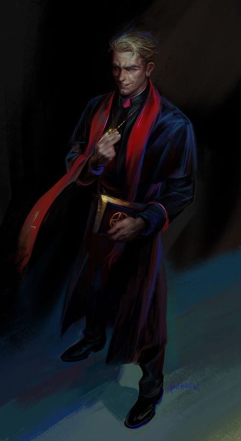 World Of Darkness Characters, Fantasy Priest Art, Vampire Character Design Male, Fantasy Priest, Evil Priest, Priest Art, Vampire Masquerade, Vampire Art, World Of Darkness