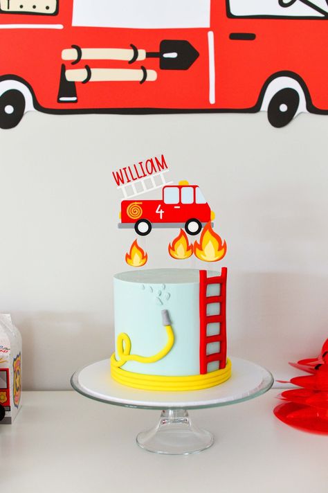 Personalised Fire Engine Themed Truck Custom Birthday Cake - Etsy Firefighter Birthday Cakes, Fire Engine Cake, Fire Engine Birthday, Birthday Cale, Fire Fighter Cake, Firetruck Cake, Thomas The Train Birthday Party, Truck Birthday Cakes, Firetruck Birthday Party