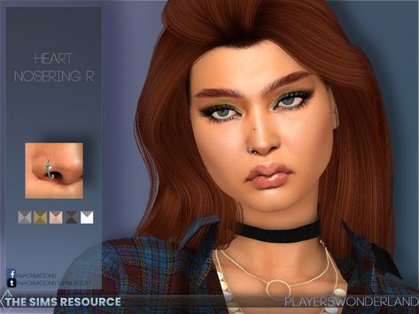 Sims Nose Piercing, The Sims 4 Cc Nose Piercing, Sims 4 Cc Piercings Nose, Sims 4 Cc Nose Piercing, Heart Nose Ring, Nose Peircing, Lower Lip Piercing, Double Nostril Piercing, Heart Nose Rings