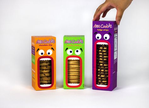 Packaging Design For Cookies, Packaging Design Aesthetic, Interactive Packaging Design, Sweets Packaging Design, Kids Packaging Design, Baby Graphic Design, Cute Packaging Design, Fun Packaging Design, Cookie Packaging Design