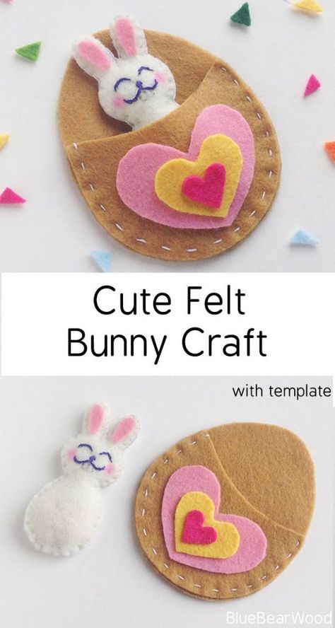 Easter Felt, Bunny Craft, Pocket Pal, Felt Bunny, Easy Easter Crafts, Wine Bottle Diy Crafts, Easter Projects, Costura Diy, Felt Ideas