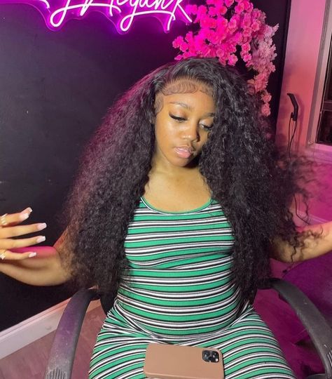 Curly Hair Sew In, Deep Wave Wig, Frontal Wig Hairstyles, Classy Hairstyles, Sew In Hairstyles, Quick Weave Hairstyles, Dyed Hair Inspiration, Wave Wig, Deep Wave Hairstyles