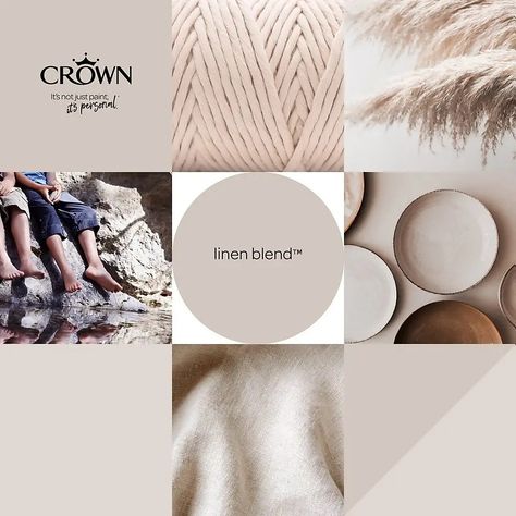 Crown Paint Linen Blend, Crown Paint Colours Neutral, Neutral Bedroom Paint Colors, Crown Paint Colours, Neutral Bedroom Paint, Crown Paint, Hallway Colour Schemes, Boho Paint Colors, Natural Paint Colors