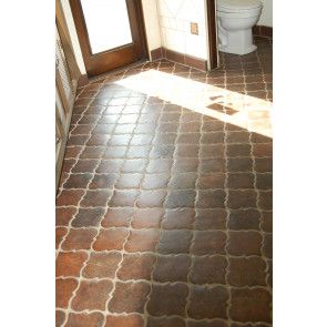 Stained Saltillo Tile Floor, Staining Terracotta Tiles, Entryway Tiles, Hacienda Style Homes Interiors, Saltillo Floor, Comfy Kitchen, Saltillo Tile Floor, Transition Flooring, Tile Paint