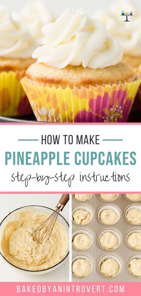 Pinapple Cupcakes, Pineapple Coconut Cupcakes, Pineapple Cupcakes, Fruit Cupcakes, Coconut Buttercream, Coconut Cupcakes, Gourmet Cupcakes, Brown Spots Removal, Cupcake Flavors