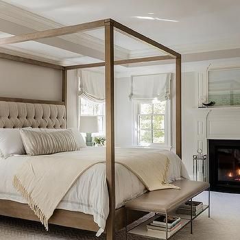 Bedding Elements, Green Room Colors, Wooden Canopy Bed, Erin Gates Design, Wood Canopy Bed, Wooden Canopy, Canopy Bedroom, Creative Interior Design, Transitional Bedroom