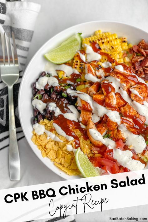 Cpk Bbq Chicken Chopped Salad, Cpk Bbq Chicken Salad Copycat, Chicken Salad Chick Copycat Recipes Bbq, Cpk Salad, Bbq Chicken Chopped Salad, Ranch Chicken Salad Recipe, Cold Sides, Awesome Salads, Salad Copycat