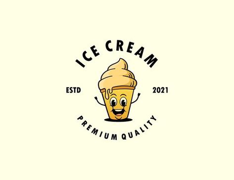 Retro ice cream character logo template | Premium Vector #Freepik #vector #background Retro Logo Design Ideas, Ice Cream Character Illustration, Retro Ice Cream Logo, Ice Cream Character Design, Ice Cream Mascot, Ice Cream Character, Cream Tshirt, Retro Ice Cream, Gelato Bar