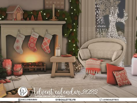 The Sims Resource - Patreon release - Advent calendar 2023 - part 2: Comfort and decorations Sims 4 Christmas Patreon, Sims Christmas Decor, Sims 4 Christmas Cc Decor Patreon, Christmas Sims 4 Cc Decor, Christmas Decor Sims 4 Cc, Sims 4 Cc Christmas Decor Patreon, Sims 4 Cc Christmas Patreon, Syboulette Sims 4, Sims4 Christmas Cc