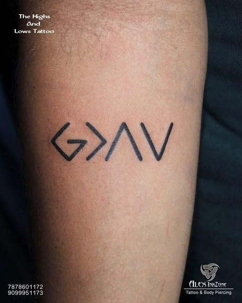 God Is Greater Than The Highs And Lows Tattoo design... #GodIsGreaterThanTheHighsAndLows#tattooideas#tattoodesign#tattooist#tattoolife#motera#chandkheda#ahemdabad#Gujrat Please Contact us if you are interested. Call/Whatsapp #chandkheda : 7878601172 #motera : 9099951173 Highs And Lows Tattoo, Bible Quote Tattoos, Arm Sleeve Tattoos For Women, Christ Tattoo, Cross Tattoos For Women, Faith Tattoo, God Tattoos, Small Pretty Tattoos, Jesus Tattoo