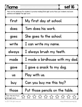 With this reading worksheet, your child read sight word sentences that correlate with sight words she just learned. If ten sentences on a page are overwhelming for your child, simply cut it and give one sentence at a time. Encourage her to move his finger below each word to help her eyes focus on Sight Words Kindergarten Printables, Kindergarten Sight Words List, Sentences Kindergarten, Second Grade Sight Words, Sight Word Spelling, Sight Word Sentences, Kindergarten Reading Worksheets, First Grade Sight Words, Sight Word Flashcards