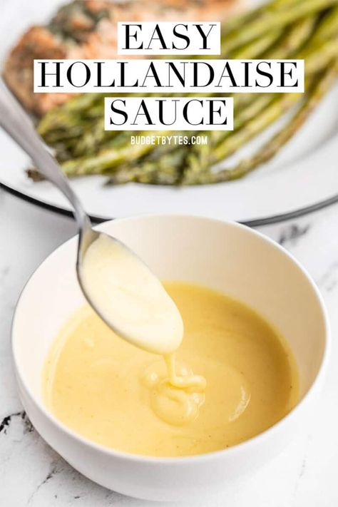 Quick Hollandaise Sauce, Creamy Lemon Butter Sauce, Hollandaise Sauce Recipe, Easy Hollandaise, Easy Hollandaise Sauce, Homemade Hollandaise Sauce, Recipe For Hollandaise Sauce, Blender Recipe, Soy Free Recipes