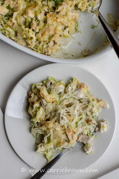 Creamed Chicken and Cabbage Casserole - Carrie Brown + Yogi Parker Sunday Side Dishes, Chicken Cabbage Casserole, Cabbage Casserole Low Carb, Super Easy Meals, Creamed Chicken, Kid Dinner, Casserole Low Carb, Chicken Cheesesteak, Cabbage Recipes Healthy