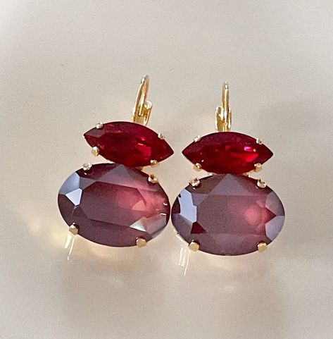 Burgundy Earrings, Crystal Wedding Jewelry, Jewelry Bridesmaid, Large Crystal, Jewelry Bridal, Wedding Jewelry Earrings, Crystal Drop Earrings, Crystal Wedding, Crystal Drop