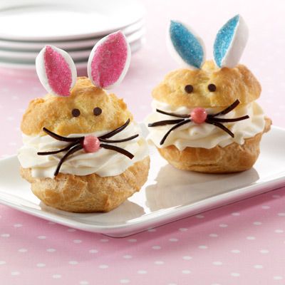 easter bunny lemon cream puffs Childrens Baking, Cream Puff Recipe, Puff Recipe, Easter Desserts Recipes, Easter Goodies, Easter Dinner, Easter Dessert, Cream Puffs, Easter Cakes