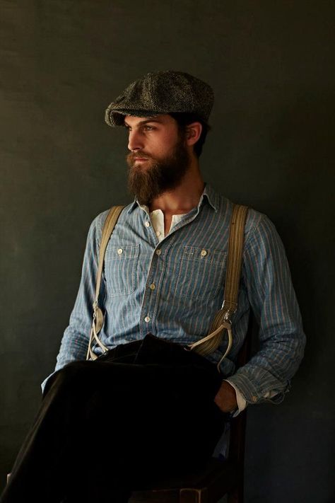 Man With A Beard, Full Beard, Long Beards, Vintage Mens Fashion, Newsboy Cap, Flat Cap, Man Style, Gentleman Style, 가을 패션