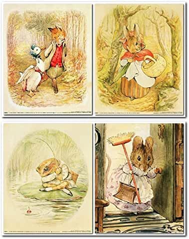 Posters Gallery Wall, Tale Of Peter Rabbit, Peter Rabbit And Friends, Kids Room Poster, Storybook Art, Rabbit Decor, Kids Room Wall Decor, Gallery Wall Decor, Vintage Nursery