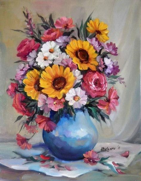 Flower Vase Reference, Flower Vase Photography, Flower Vase Painting Acrylic, Flower Paintings Acrylic, Vase Of Flowers Painting, Flower Vase Painting, Flowers In Vase Painting, Watercolor Horse Painting, Floral Paintings Acrylic