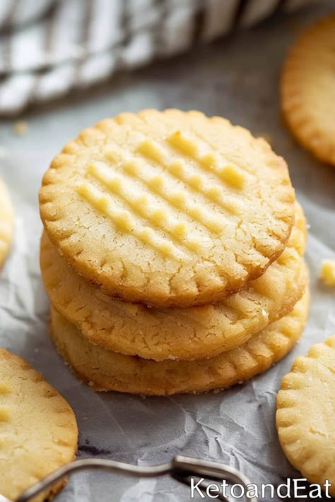 Low Carb Shortbread Cookies: Easy Keto Recipe | KetoAndEat Keto Shortbread Cookie Recipe, Low Carb Butter Cookies, Low Carb Shortbread Cookies, No Carb Cookies, Keto Pastry Recipes, Low Carb Cream Cheese Cookies, Wholesome Yum Keto Recipes, Keto Cottage Cheese Cookies, Coconut Flour Shortbread Cookies