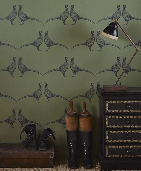 Pheasant Wallpaper Pheasant Wallpaper, Lounge Wallpaper, Utility Ideas, Downstairs Toilet, Animal Print Wallpaper, Rural Retreats, Boot Room, Living Room Remodel, The Wallpaper