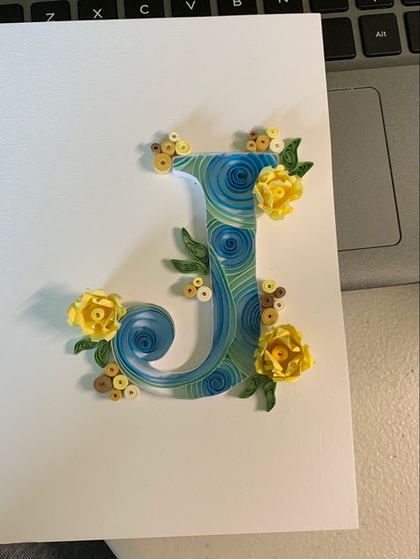 Letter J Design, Quilling Letters, J Design, Paper Filigree, Pretty Letters, Quilling Paper Craft, Quilling Patterns, Quilling Paper, Quilling Designs