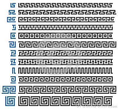 Greek ornament constructor. Set of vector decorative elements. Greek Ornament Pattern, Greek Elements, Greek Ornament, Greek Meander, Greek Designs, Greek Pattern, Ornament Designs, Border Pattern, Greek Art